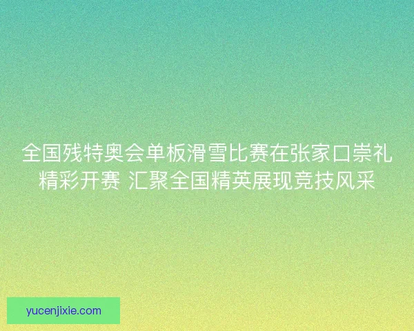 全国残特奥会单板滑雪比赛在张家口崇礼精彩开赛 汇聚全国精英展现竞技风采