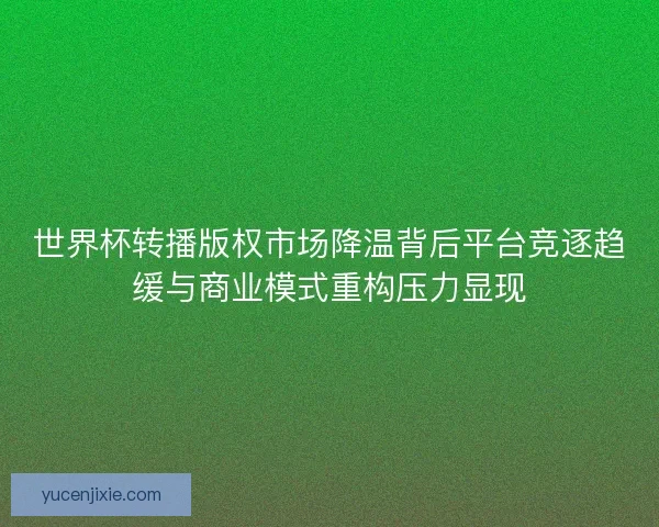 世界杯转播版权市场降温背后平台竞逐趋缓与商业模式重构压力显现