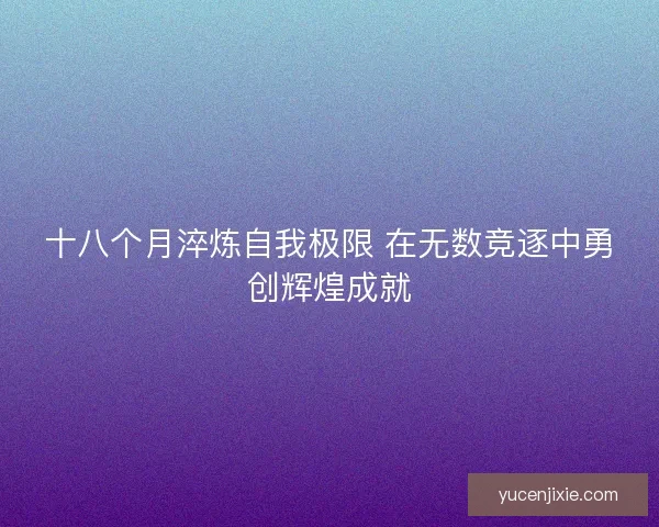 十八个月淬炼自我极限 在无数竞逐中勇创辉煌成就
