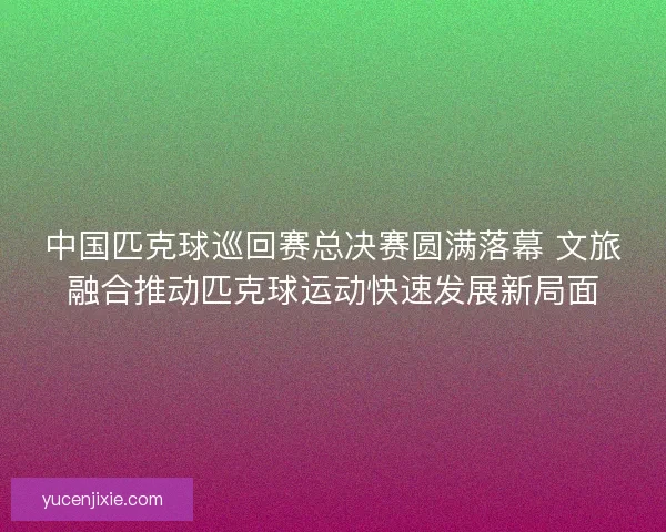 中国匹克球巡回赛总决赛圆满落幕 文旅融合推动匹克球运动快速发展新局面 中国匹克球巡回赛总决赛圆满落幕 文旅融合推动匹克球运动快速发展新局面